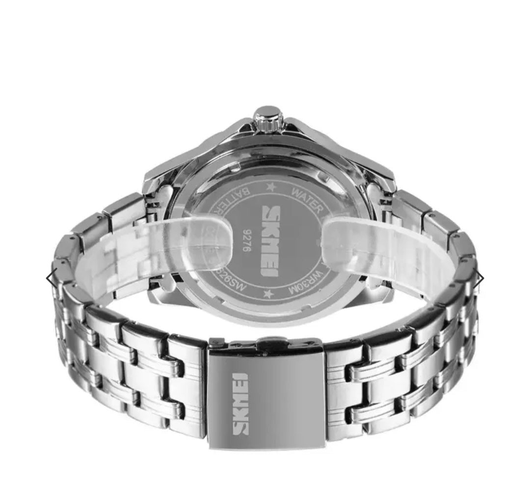 Skmei – 9276 – Quartz Casual Luxury Business Analog Watch – silver/blue-steel